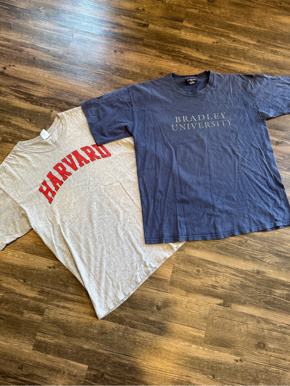 2 Vintage College Shirt Lot Bundle Harvard, Bradley, Shirt Men’s XL Gray Blue